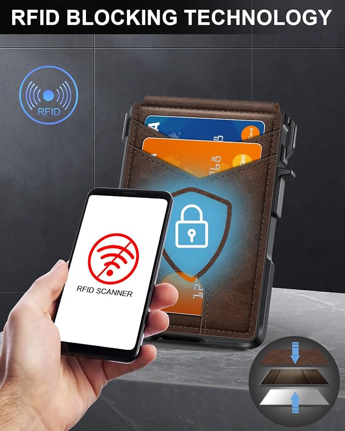 Wallet for Mens Minimalist Wallet 9-13 Cards RFID Blocking Slim Wallet | Money Clip & ID Window, Compact Smart Pop Up Card Wallet, Metal Aluminum Credit Card Holder Wallet, Birthady Gifts for Men