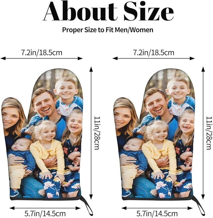 Custom Oven Mitts Personalized with Your Picture Baking Gifts for Women for Kitchen Cooking BBQ Grillin-Style3, 2 Oven Mitts