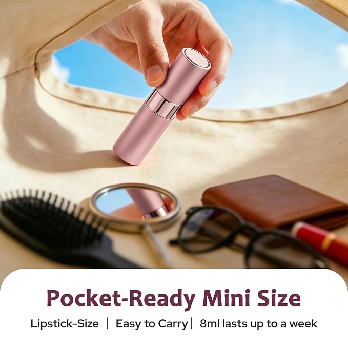 LISAPACK 8ML Atomizer Perfume Spray Bottle for Travel (3 PCS) Empty Cologne Dispenser, Portable Sprayer (Red, Pink, Purple)