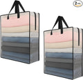 2 Pack Clear Storage Bags with Zipper and Handles – Blanket Bags for Closet Storage, Moving & College Packing – Underbed Organizer for Clothes, Pillows, Bedding, Christmas Wreaths
