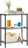3 Tier Wire Shelving Unit, Small Metal Wire Shelf for Kitchen & Bathroom | 11.8" D X 25.6" W X 31.5" H Adjustable Black Storage Shelf, 750 LBS Shelf Rack Organizer for Bedroom, Office and Small Spaces