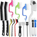 14 Pcs Crevice Cleaning Brush Set – Hard Bristle Cleaning Tools for Grout, Tile Floors, Gaps & Narrow Spaces – Multi-Purpose Grout Scrub Brush for Cleaning Bathroom, Shower, Window Tracks, Kitchen