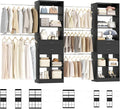 Besiost Closet System, 7.4ft-10ft with 4 Wooden Drawers and 5 Hanging Rods, Can Fit 88 to 123 inch Walk-in Closet System, Black
