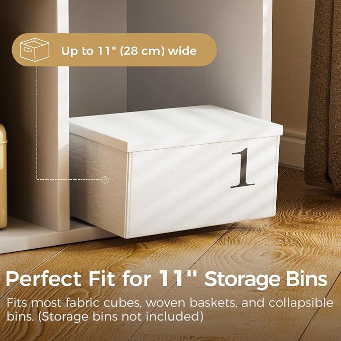 COMHOMA 9 Wood Cube Storage Organizer with Open Back and Removable Back Panels, 11In White Cube Storage Bookshelf, Cubicle Shelf Bookcase for Home Office Bedroom Living Room, Vertical or Horizontal