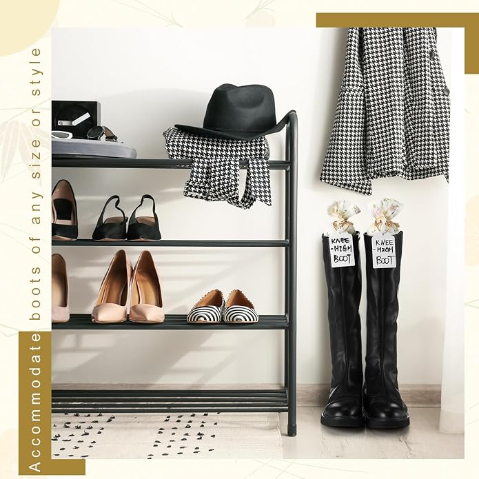 Maiteenly 2 Pairs Boot Shaper Stands with 8 Labels Cotton Tall Boot Inserts for Closet Organization