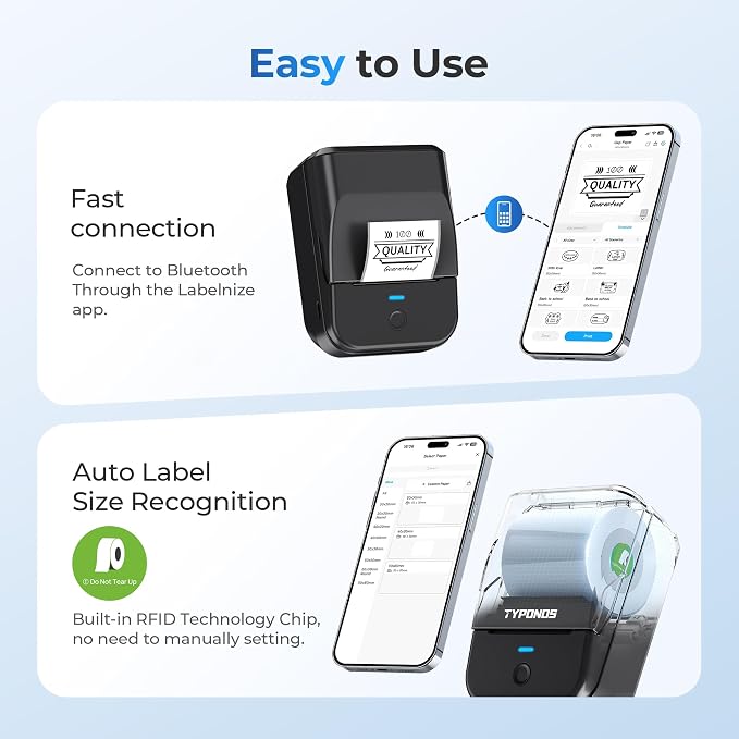 PM240 Label Maker Machine with Tape, 2" Portable Thermal Label Printer for Phone & PC, Bluetooth Label Maker with Multiple Templates for Small Business, Office, Home, School, Set 2