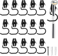 15 Pack Broom Holder Wall Mount - Heavy Duty Metal S Hooks with Anti-Slip Coating, Tool Hangers for Garage, Shed & Garden Organization, Includes Screws & Anchors