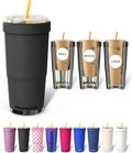 Frost Buddy Togo Buddy 30 oz Stainless Steel Vacuum Insulated Tumbler To Go Coffee Cup – Iced Coffee Cups, Iced Coffee Sleeve, Travel Mug, Thermal Cup for Hot & Cold Drinks, Dunkin Cup (Dark Night)