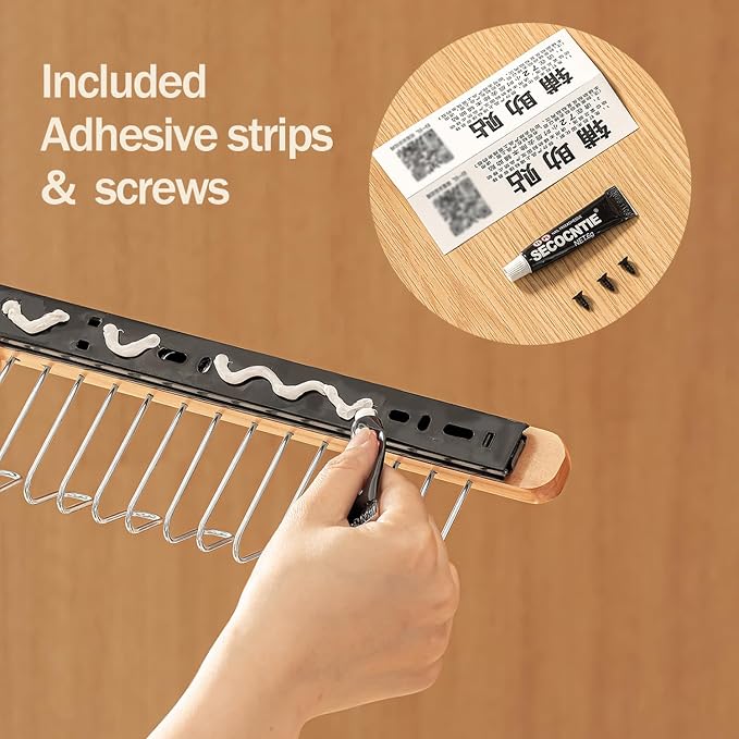 Pull Out Belt Rack for Closet, Sliding Hooks Hanger Rack for Bras Ties Tank Top Scarf Jewelry, Space Saving Organizr for Wardrobe Cabinet, Left & Right Side 8 Hooks Rail, 2 Pcs