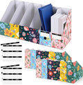 PerKoop 12 Pcs Decorative Magazine File Holders Floral Foldable File Folders Magazine Storage Boxes Rack Desk Organizer Documents with Printable Labels for School Office Home (Flower Design)