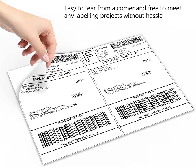 SJPACK 100 Half Sheet Shipping Labels 5-1/2" X 8-1/2" Address Blank Labels Laser/Ink Jet
