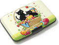 Credit Card Holder, Mini Aluminum Card Wallet RFID Blocking Slim Metal Hard Card Case for Women Men, Fruit Cat