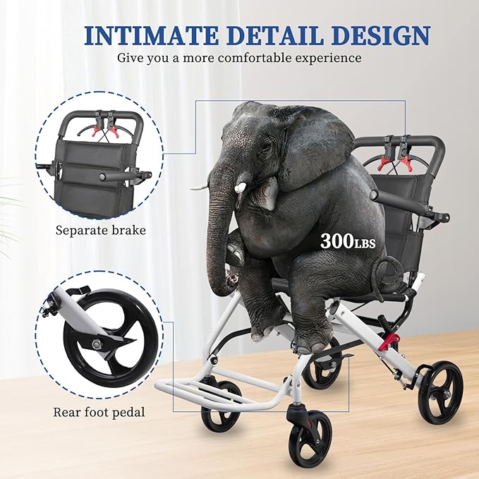 Wheel Chair for Adults,Transport Wheelchair Lightweight Foldable,Transport Chair for Senior,All Terrain Applicable,Travel Wheelchairs Can be Easily Placed in The Trunk.