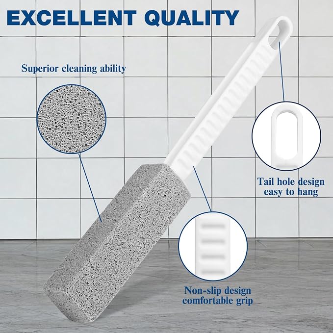 2 Pack Pumice Stone Toilet Bowl Cleaner with Long Handle | Powerfully Removes Toilet Bowl Rings, Rust & Lime, Ideal for Toilet Brush, BBQ Grills, Sink, Pool, Bathroom