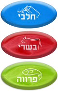 Assorted Hebrew Kosher Plaques – 3 Pack for Dairy, Meat, and Parve – Durable Construction – Color Coded Kitchen Labels by The Kosher Cook