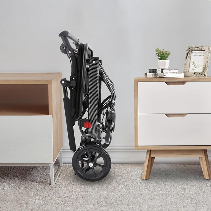 Lightweight Transport Wheelchair, Lift Transfer Chair, Portable Traveling Wheelchair, Portable Foldable Trolley for Solve The Mobility Problems