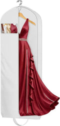 MISSLO 65" Long Garment Bags for Travel for Women Waterproof Dress Bags for Gowns 4" Gusseted Dress Protector Bag for Closet Storage Clothing Covers for Hanging Clothes Wedding Dresses Storage, White