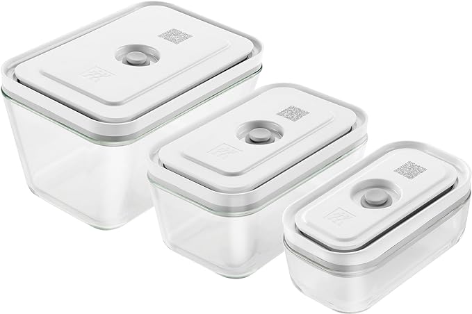 Zwilling J. A. Henckels Fresh Save 36803-003 Fresh & Save Vacuum Glass Containers, Set of 3 Sizes, Airtight, Heat-resistant Glass Storage Containers