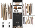 Besiost 96'' Closet Organizer System with 3 Hanging Rods, 8FT Closet Organizers and Storage with 3 Wooden Drawers, Built in Closet Organizer Systems, Adjustable Walk-in Wardrobe from 5-8FT, Black