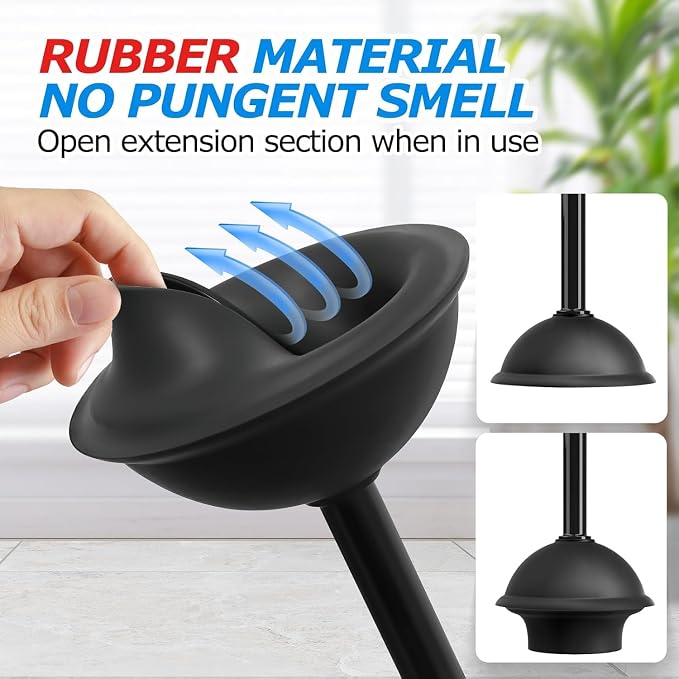 FORASTO 2Pack 2 in 1 Toilet Brush and Plunger Set, Extended Handle Plunger,Toilet Bowl Brush Plunger Set,Bathroom Cleaning Tools,Toilet Brush Plunger Combo,Cleaning Supplies，Black | 21" Extended, Apartment Must Haves, Accessories Decor, Essentials, New...