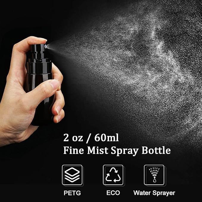 Travel Spray Bottle 2oz/60ml 2 Pack TSA Approved Fine Mist Spray Bottles Refillable Cosmetic Leak Proof Travel Size Spray Bottle for Hair Perfumes Skincare Water Face Sprayer(Brown)