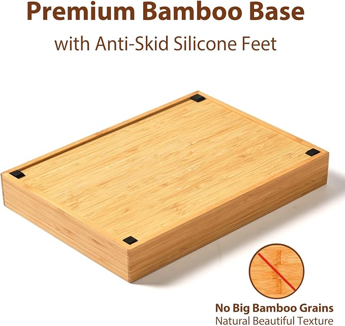 Umilife Bamboo Kitchen Drawer Organizer, 8.25 Inch Silverware Utensils Tray Holder for Small Drawer, Wood Caddy for Flatware Cutlery Knives