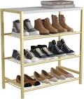HOMEFORT 4-Tier Shoe Rack, Shoe Storage Shelf, Industrial Shoe Tower, Narrow Shoe Organizer for Closet Entryway, Small Shoe Rack Table with Durable Metal Shelves, Gold