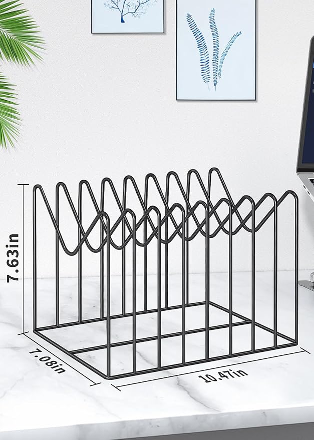 TOPCJ 4 Sets Wire File Organizer for Desk,File Folder Holder/Rack/Stand,File Sorter Organizer,Desktop Record/Clipboard Holder,8 Sections Storage,Anti-Scratch/Rusty,Steel Stable Holder,Black