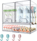 Baby Bottle Organizer with Hooks - 3 Pack Stackable Storage Drawer | Baby Organizers and Storage, Clear Acrylic Multipurpose Bottle Storage for Countertop