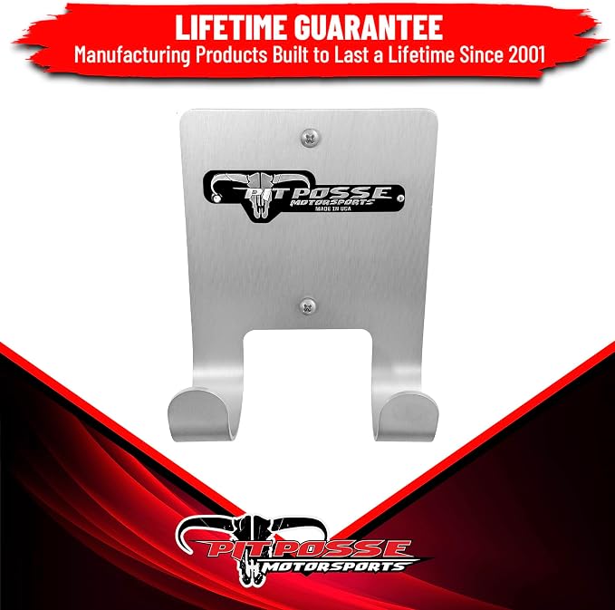 Pit Posse PP3187 Aluminum Broom Holder Hanger for Enclosed Trailer Garage Shop Storage - Made in USA - Wall Mount Utility Rack Caddy Cabinet Organizer Van Auto Workshop RV Whisk/Angle Sweeper (Silver)