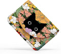 Business Card Holder，PU Leather Business Card Case for Purse，Pocket Travel Name Card Case Holder Wallet for Men Gift，Portable Magnetic Business Card Carrier Black Cat Floral