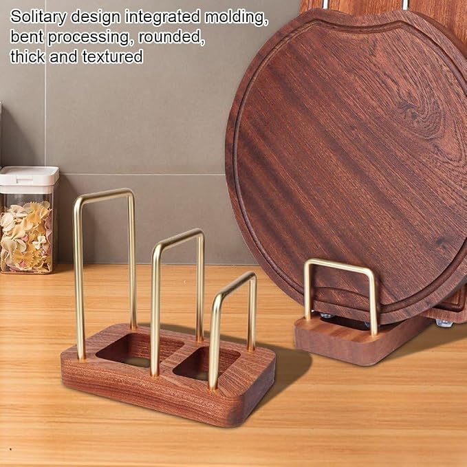Chopping Board Rack with Wood Base Multi Layer Lid Holder Baking Pan Storage Organiser Cabinet Accessory for Home Kitchen