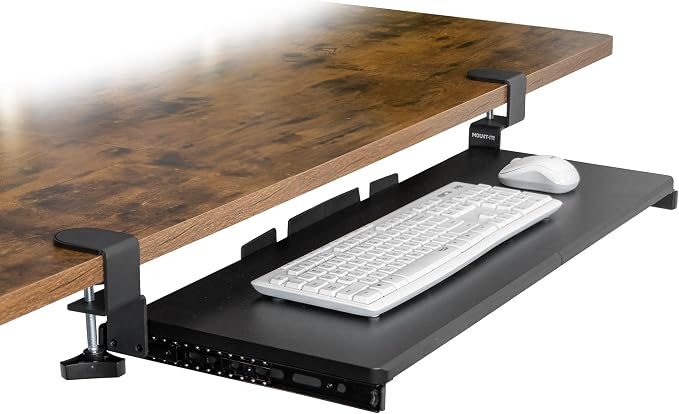 Mount-It! Keyboard Tray Under Desk, 30" (36" Including Clamps) Extra-Wide Pull Out Drawer, No-Drill C-Clamp Mount, Fits Desks 0"–1.77" Thick, Holds 11 lbs, Black