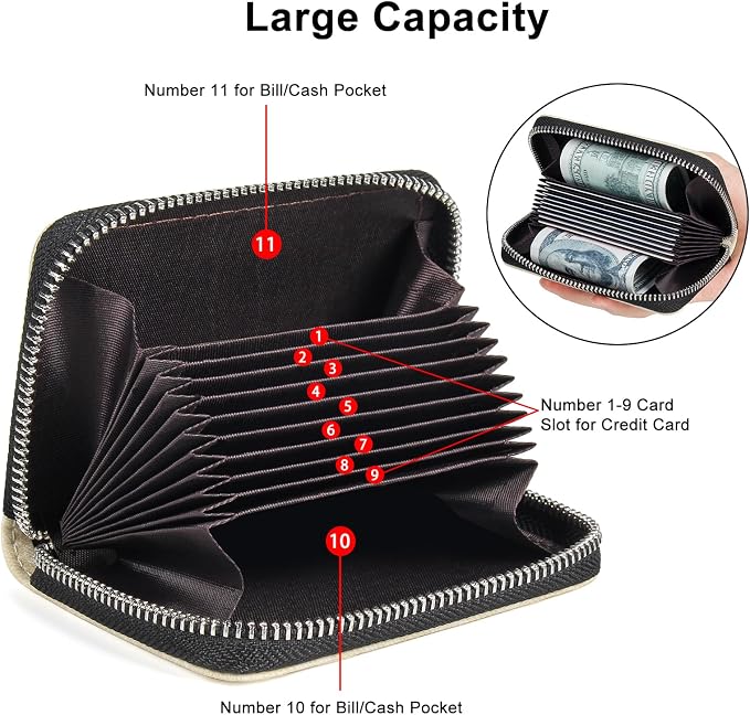 Credit Card Wallet, RFID Card Case Wallet, Zipper Card Cases Holder for Men Women, RFID Blocking, KeyChain Wallet, Compact Size Card Organizer Case for Women