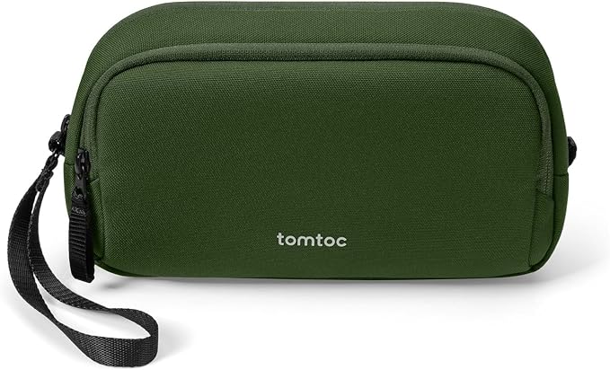 tomtoc Electronic Organizer Travel Case, Dual Compartment Tech Organization | Water Resistant Cable Pouch Storage Bag for Charger, Cord, Phone, Hard Drive, Power Bank, Accessories Travel Essentials