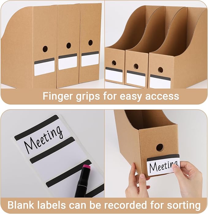 35 Pack Cardboard Magazine File Holder Organizer, Foldable Magazine Storage Box Holder Document Rack Desktop File Organizer for School, Office and Home (10.12 x 3.78 x 10.43 Inches, Brown)