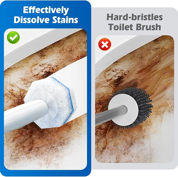50 Count Disposable Toilet Wand Refills 3-Layer Brush Heads, Strong Adhesion, Multi-Surface Cleaning Pads Compatible with Most Brand Wand for Toilet, Bathtub & Sink