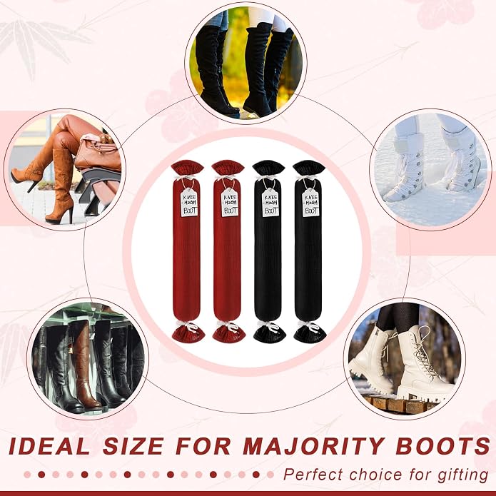 Maiteenly 2 Pairs Boot Shaper Stands with 8 Labels Cotton Tall Boot Inserts for Closet Organization