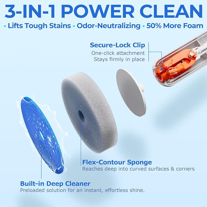 Disposable Toilet Brush and Holder Set - Hands-Free Eject Sponge Toilet Wand with Floor Standing Caddy, Secure-Lock Hangable Toilet Scrubber