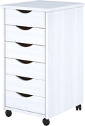 Jela-USA Solid Pine Wood 6 Drawer Rolling Cart, White