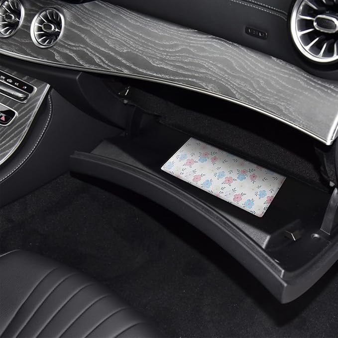 LumiMokki Premium Car Registration & Insurance Card Holder with Magnetic Shut, Vehicle Glove Box Car Organizer - For Documents, Cards, License (Floral A)