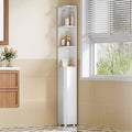 Hzuaneri Corner Cabinet, Tall Bathroom Corner Cabinet with Doors | Narrow Storage Cabinets with Adjustable Shelves, Bathroom Organizers and Storage for Small Space, White BC30003X