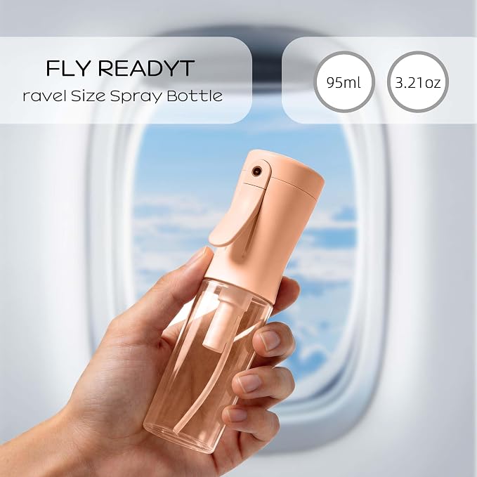 Spray Bottle for Hair, 2 Pack 95ml Small Continuous Water Mist Spray Bottle, Ultra Fine Mist for Face, Hairstyling, Salon, Cleaning, Toners, Hydration & Makeup, Travel Size Leak-Proof Bottles Orange