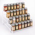 4-Tier Spice Rack Organizer for Cabinet, Adjustable Tiered Seasoning Holder, Metal Spice Shelf Organization for Kitchen, Countertop Cupboard Pantry, Space Saving Storage Shelf, Stepped Display Riser