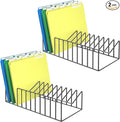 2 Sets 12 Sections Metal Desk Organizer,Office File Holder for Clipboard,Manila Folder,Book & Magazine, Iron Desktop Storage for Kitchen Utensil & Cable,Home Office Organization