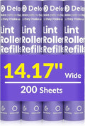 DELOMO 14.17” Large Lint Roller Refills, 4 Packs, 200 Extra Sticky Sheets | Sticky Roller Refills, Easy Tear Sheets, Compatible Only with DELOMO 14.17” Lint Roller, Floors, Carpets, Couches, Pet Hair