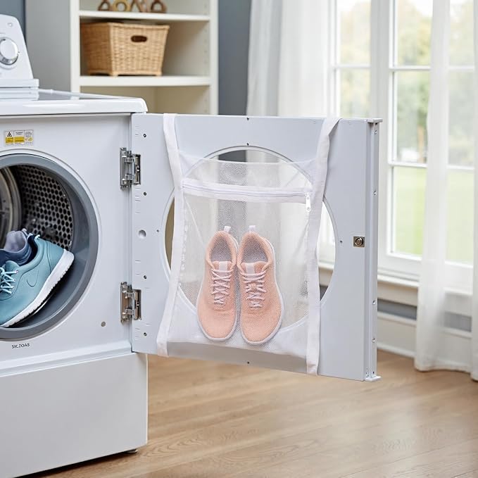 Shoe Dryer Bag, Mingting 2 Pack Large Wash Dry Net Bag 15.7x15.7 Inch for Sneaker Shoes Laundry Dryer Bags with Zipper and Strap for Most Dryers Door,White