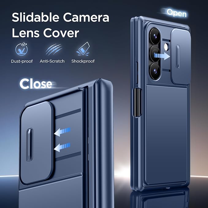 TONGATE Wallet for Z Fold 8 Ultra Case with Privacy Film & Stand, Blue | 4-Card Holder, Anti Spy, Camera Cover, Full Hinge Protection Phone Case for Galaxy Z Fold 8 Ultra Office Business Outdoor