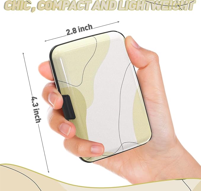 Credit Card Holder, Beige Mini RFID Aluminum Card Wallet Business Card Case | Small Blocking Slim Metal RFID Blocking Front Pocket Wallet Hard Case Durable CC Holder for Women Girls Arts