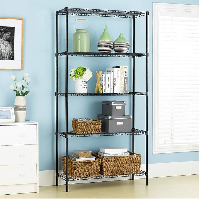Meet perfect 5-Tier Heavy Duty Wire Shelving Unit, 72" H x 36" W x 14" D Metal Storage Rack with Leveling Feet, NSF Certified Steel Organizer for Garage, Kitchen, Pantry, 1250 lbs Capacity
